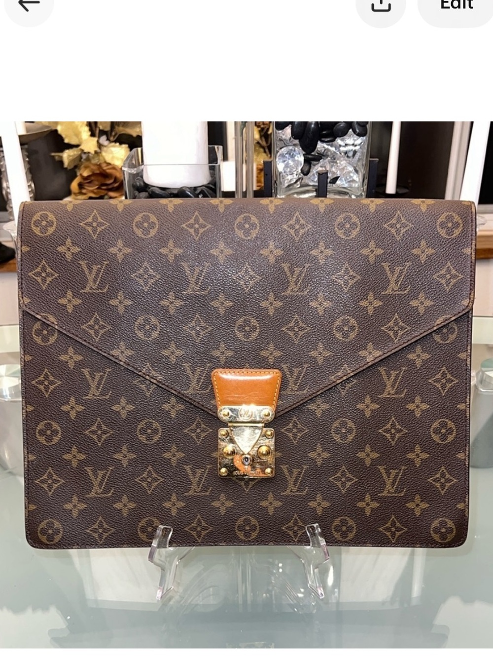 Vintage LV Louis Vuitton Document Portfolio Carrier Monogram Brown